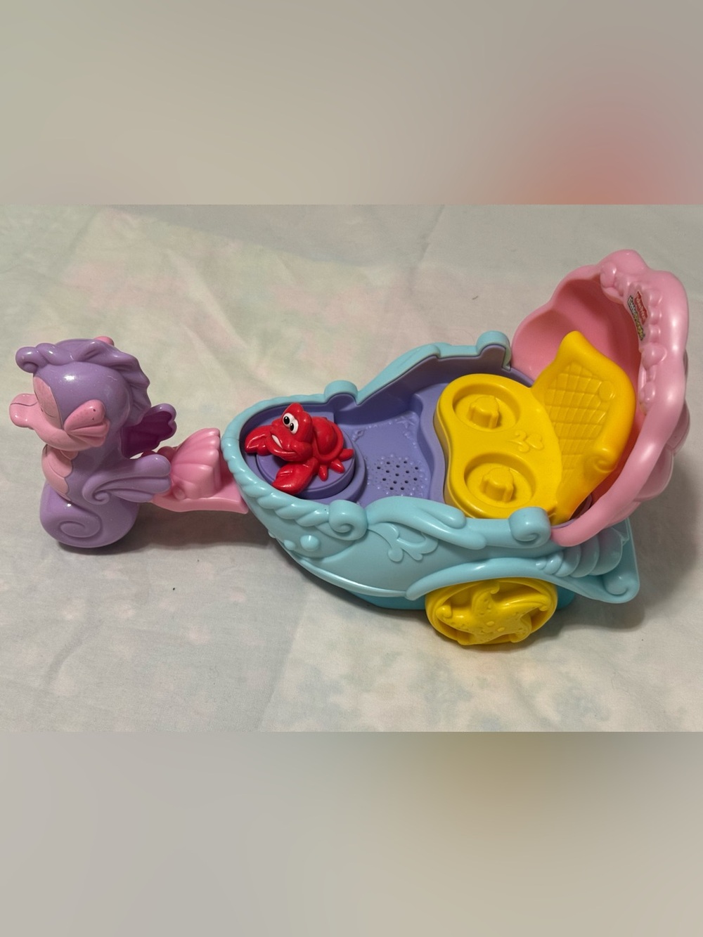 Little People Ariel Playset Pastel Sea Carriage  Toy with Red Crab